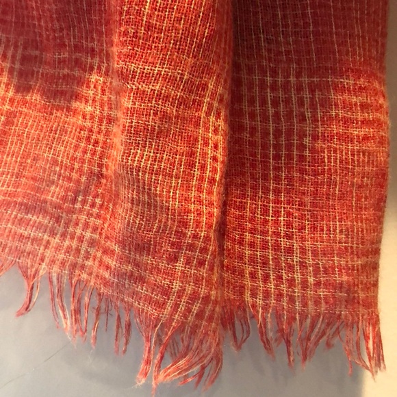 Jitni Red & Tan Plaid Wool Scarf - Picture 2 of 3